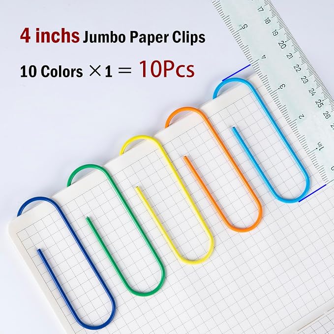 Jumbo Paper Clips, 4 Inches 10 Pcs Large Paper Clip Holder - Image 2