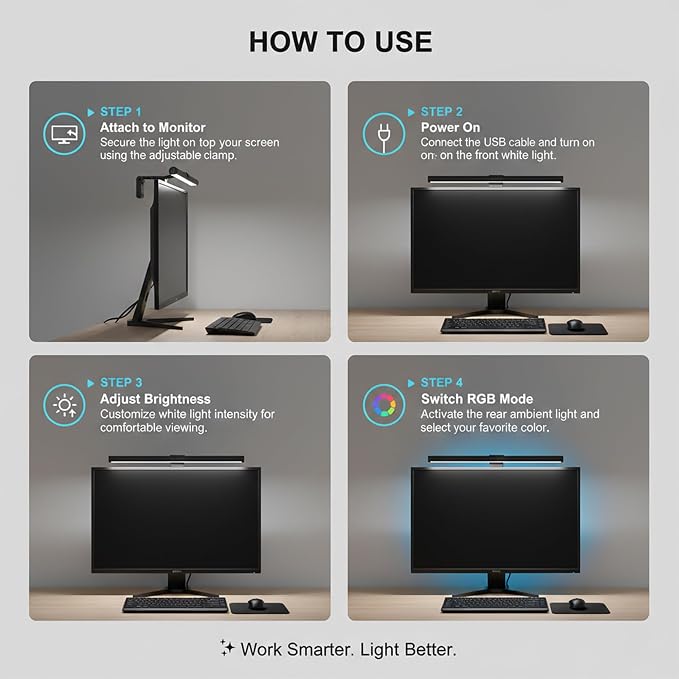 Monitor Light Bar – Full Spectrum LED Screen Lamp, No Glare Eye Care, USB - Image 8