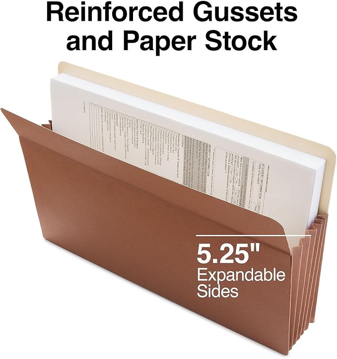 Staples Recycled Reinforced File Pockets, Legal Size, 5.25‑Inch Expansion - Image 2