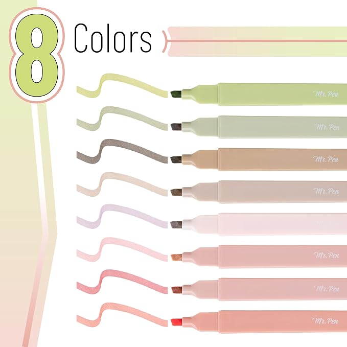 Mr. Pen- Aesthetic Highlighters No Bleed, 8 Pack, Boho Colors, Chisel Tip | - Image 2