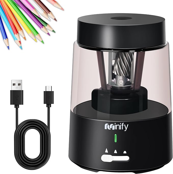 Pencil Sharpener Electric Pencil Sharpener Heavy Duty Blade Rechargeable by Minify