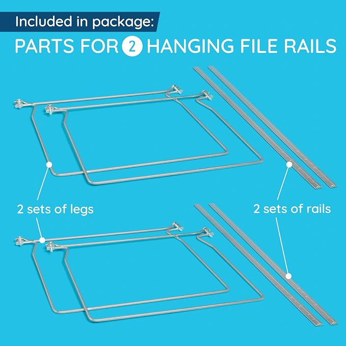 Blue Summit Hanging File Bars For File Cabinet, Letter Size, Metal Files Holder - Image 2