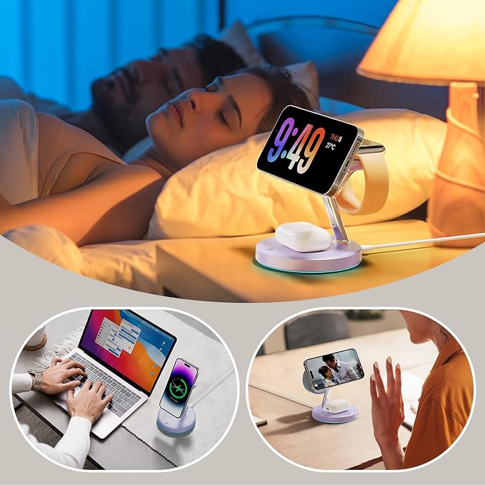 【Adjustable Blue Ambient Light】 Wireless Charger 3 in 1 - Image 7