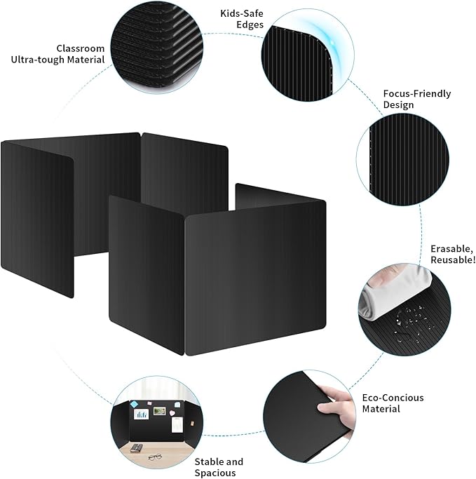 24 Pack Black Desk Dividers for Students, Privacy Shields Folder for Students - Image 2