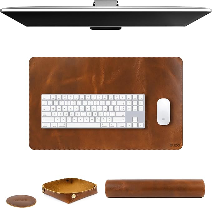 Elizo Real Leather Desk Mat Set Large Desk Cover Desk Blotter Protector by Elizo