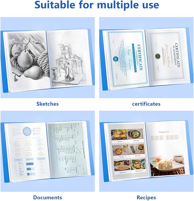 M&G 60 Pocket Binder with Plastic Sleeves（Blue, Presentation Book, 8.5 x 11.8 - Image 7