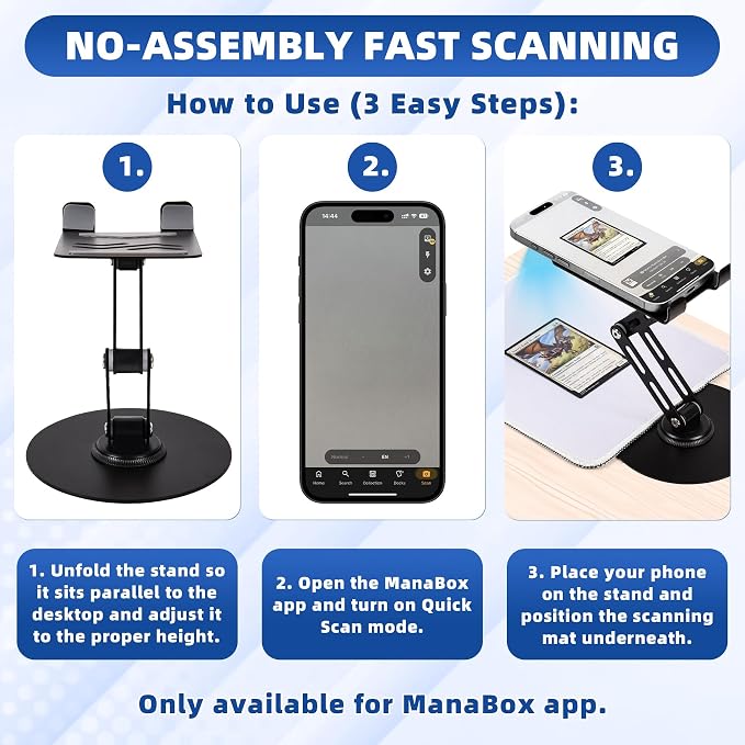 Foldable MTG Trading Card Scanner Stand, Carbon Steel Phone Holder Includes 50 - Image 6