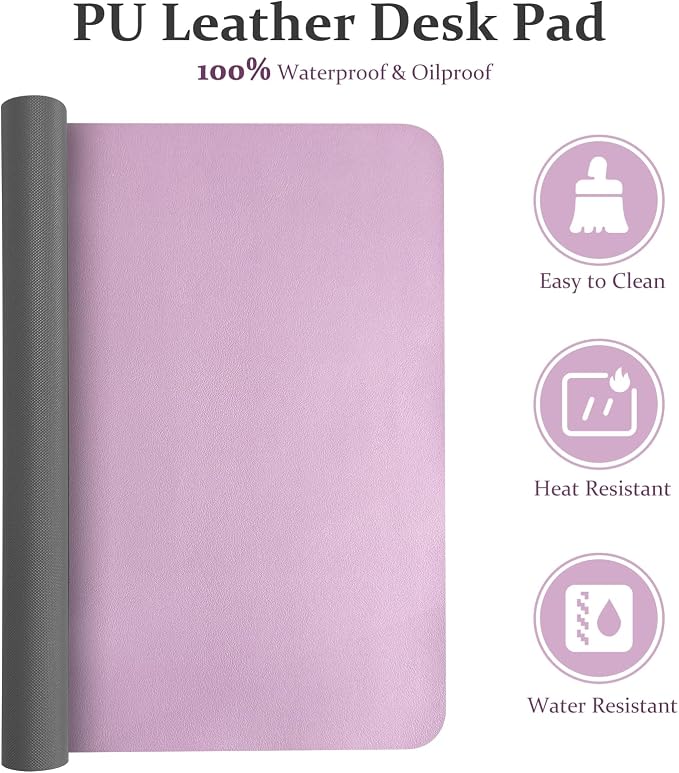 Non-Slip Desk Pad Mat, Leather Purple Desk Mat - Image 2