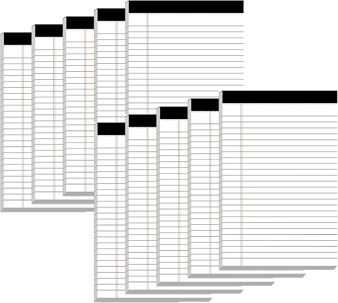 Nichela 5" x 8" Note Pads 10 Pack of Legal Pads 21lb Notepad College Ruled by Nichela