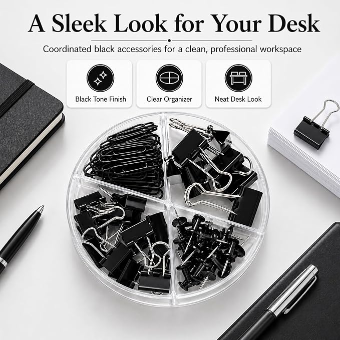Paper Clips and Binder Clips Set, Metal Assorted Sized Binders - Image 7