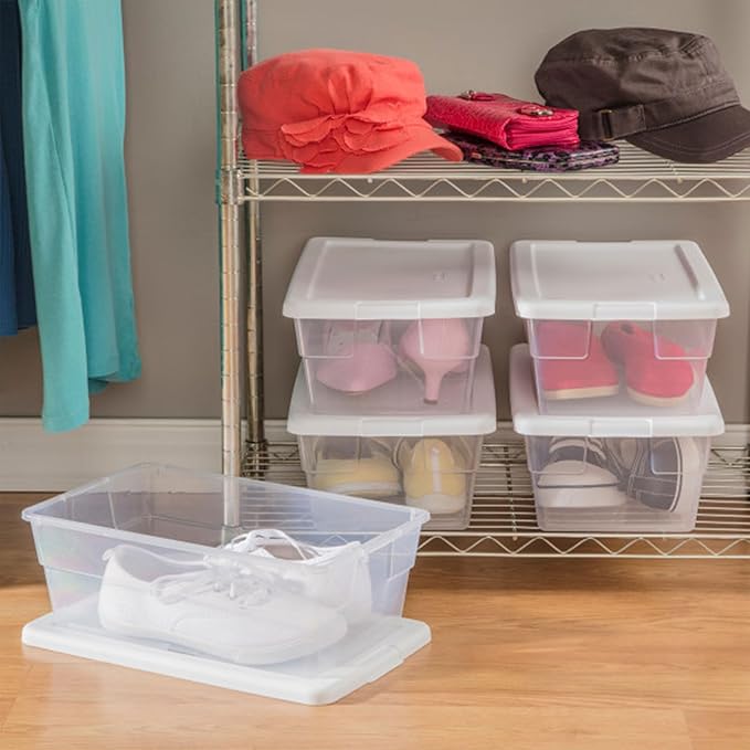 Sterilite 12-Pack 6 Quart Storage Boxes, Stackable Clear Plastic Bins - Image 7