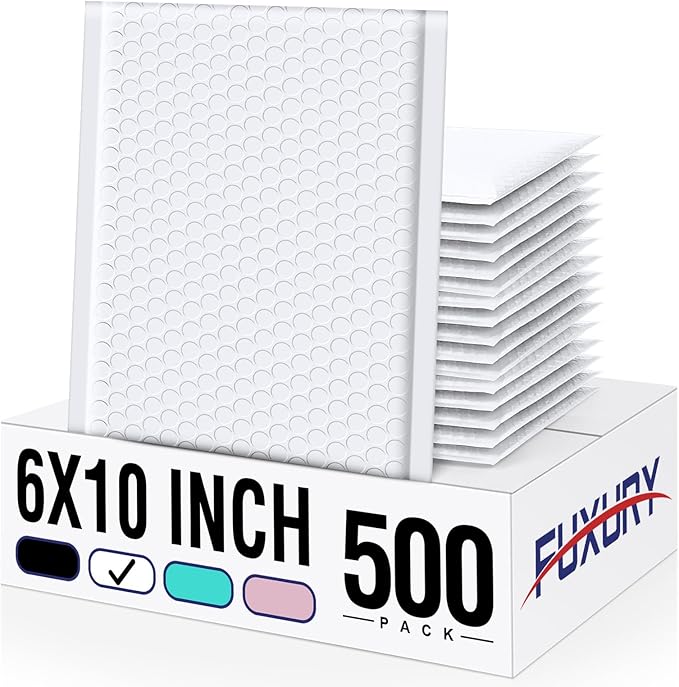 Fuxury White Bubble Mailers 6x10 Inch Padded Envelopes 500 Pack Usable Size 6x9 by Fuxury