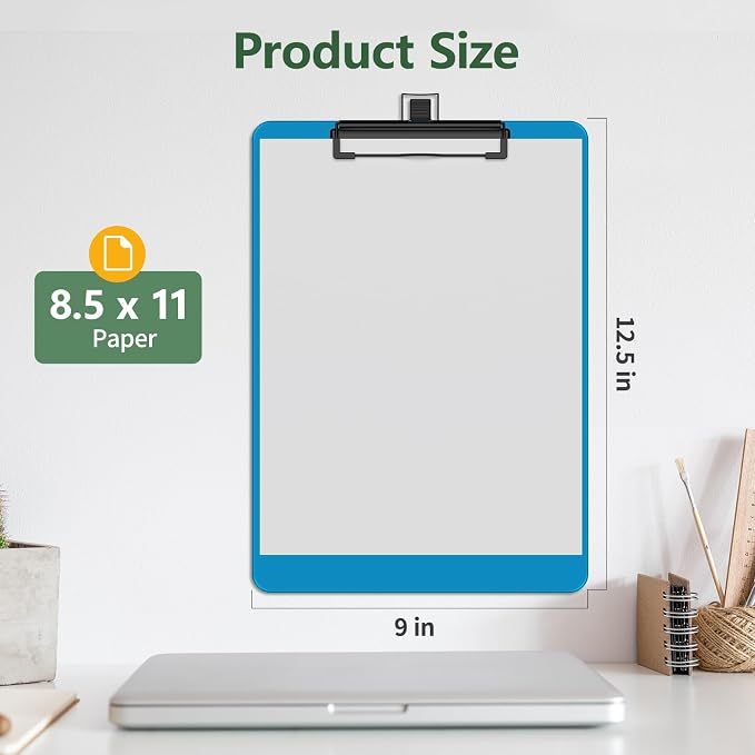 Blue Clipboard with Pen Holder, 8.5 x 11 Clip Board | Black Low Profile Clip - Image 2