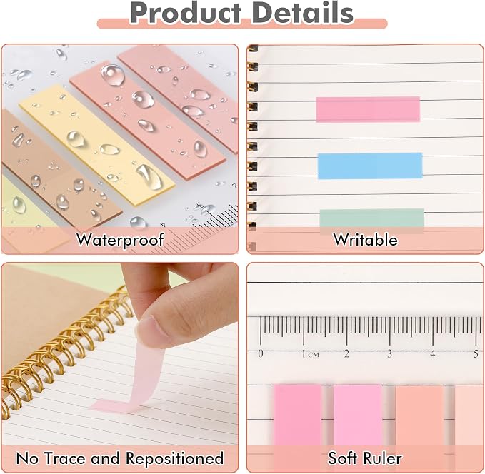 JIANTA Book Tabs for Annotating, Transparent Sticky Notes for Binders, Page - Image 3