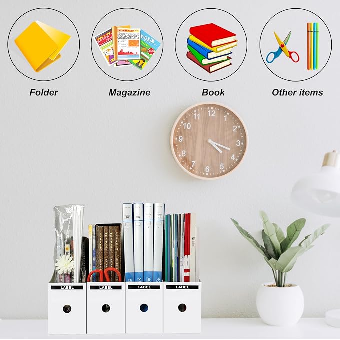 Limitliho 2 Pack White Magazine Holde, Vertical Book Bins - Image 3