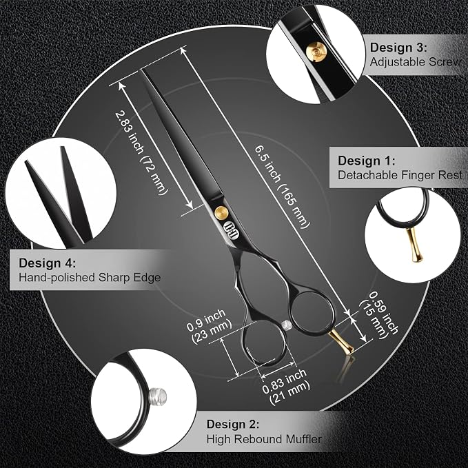 CIICII Hair Cutting Scissors, 6.5 Inch Professional Hair Scissors Set Right - Image 2
