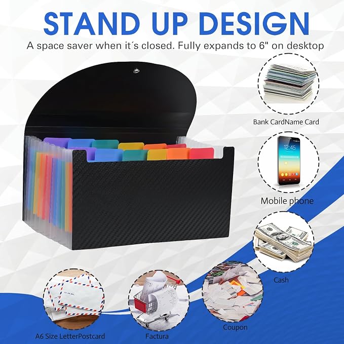 Cesil 2PCS Accordion File Organizer, 13 Pocket Expanding File Folder, - Image 3