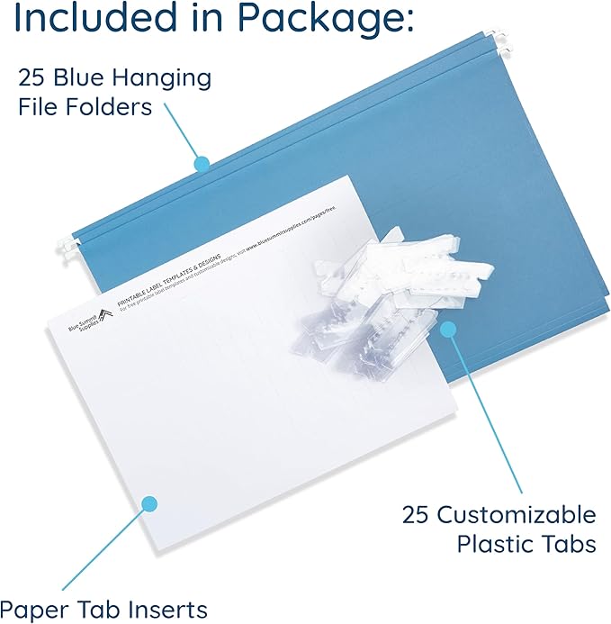 25 Blue Summit Supplies Legal Size Hanging File Folders - Image 3