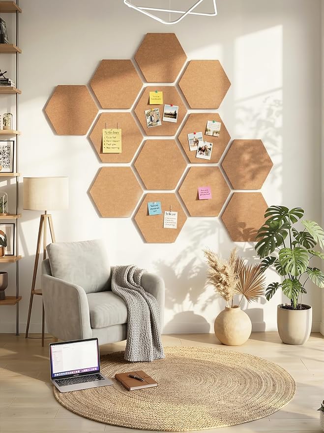12" Large Bulletin Board with 30 Push Pins, Felt Wall Tiles - Image 6