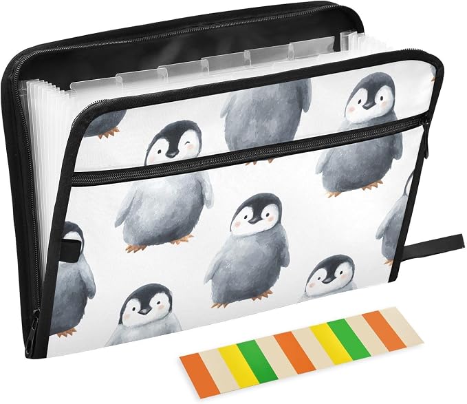 Expanding File Folder Black Penguin Accordion File Organizer 13 Pockets by ALAZA