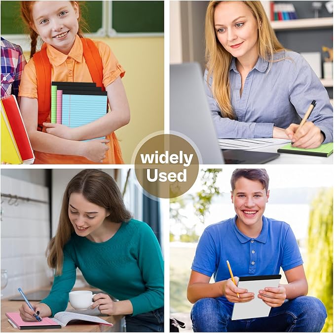 6 Pack Legal Pads 5x8 Note Pads College Ruled Notepad Pink/Green/Blue Perforated Small Legal Pads 80GSM Notepads 30 Sheets Writing Pads Line Paper Pad for School, College, Office, Business-DeskLoop Office