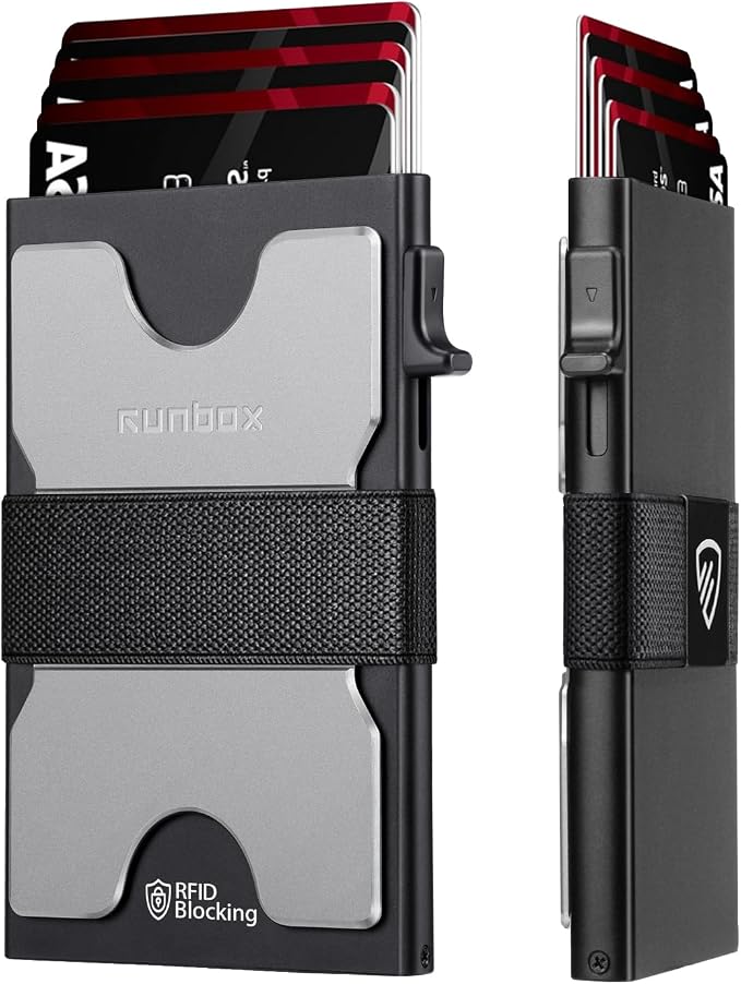 RUNBOX Slim Card Holder Wallet for Men, Minimalist RFID Blocking Wallet by RUNBOX