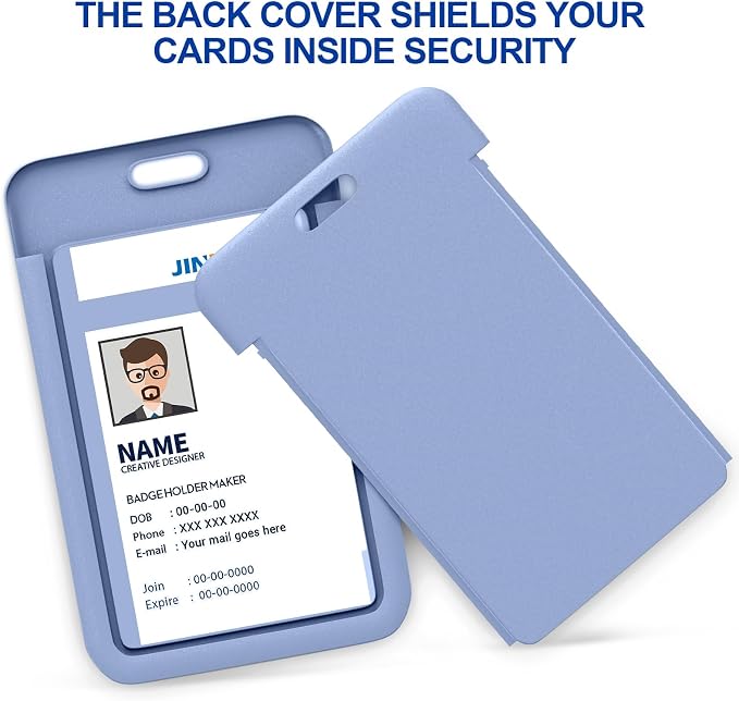 JINEASY ID 2 Pack Sky Blue Hard Plastic ID Badge Holder Vertical Badge ID Case - Image 5