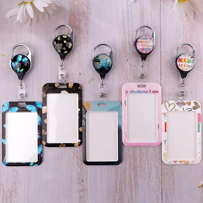 Black Retractable Reel with Vertical ID Holder Cute Reel Clip and Badge Holder - Image 2