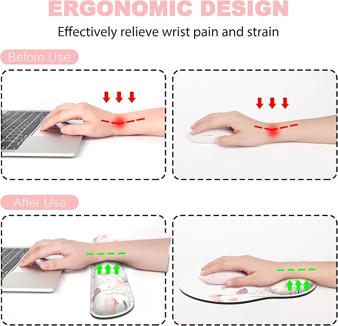 Ergonomic Mouse Pad with Wrist Rest and Keyboard Wrist Rest, Mousepad and Wrist - Image 2