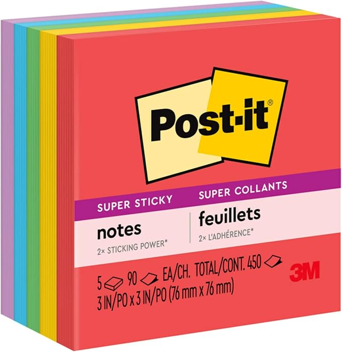 Post-it Super Sticky Notes, 5 Sticky Note Pads, 3 x 3 in., School Supplies and - Image 11