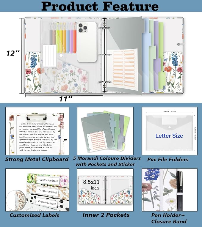 3 Ring Binder 2 Inch for 8.5"x11" Paper, Three Ring Binders - Image 2