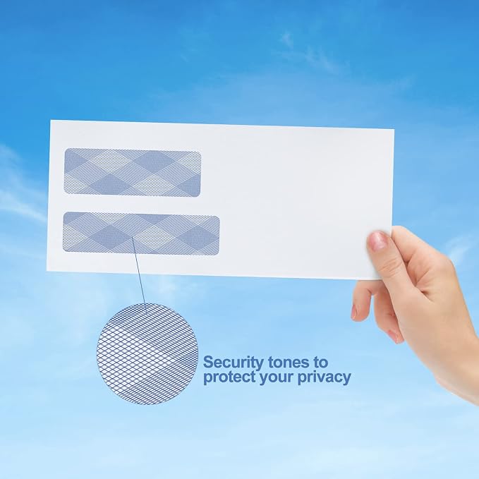 1000#9 Double Window Security Envelopes, PANDRI NO.9 Self Seal White Envelopes - Image 5