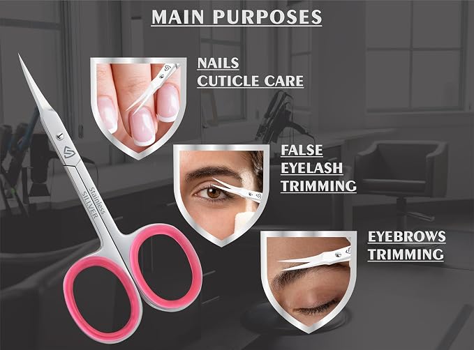 SILLVER Cuticle Scissors Extra Fine Curved, Super Slim Small Scissors - Image 2
