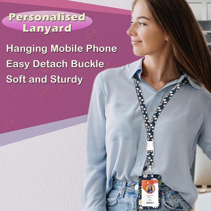 ID Badge Holder with Lanyard, Retractable ID Badge Card Holders Detachable Neck - Image 4