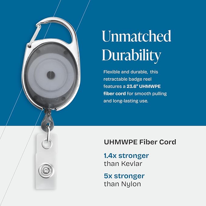 2 Pack ID Badge Holder with Clip – Transparent Grey Badge Reels with ID Sleeves - Image 2