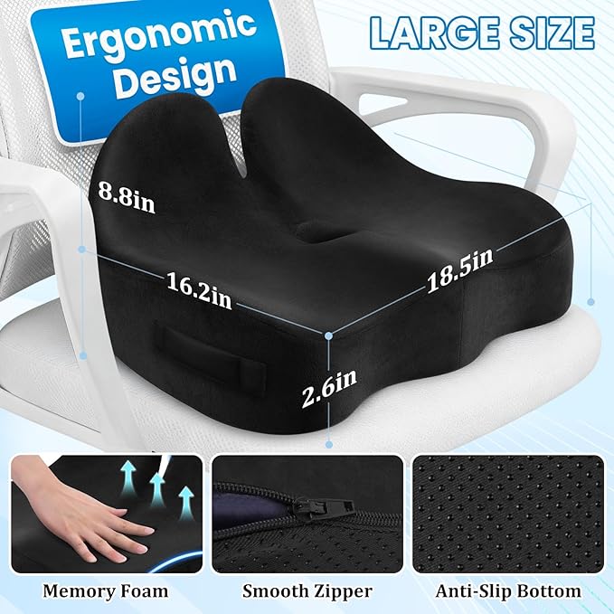 CushZone Seat Cushion, Ergonomic Memory Foam Seat Cushions - Image 2