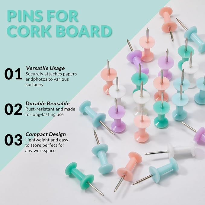 LincOficey 400pcs Push Pins, Colored Thumb Tacks - Image 3