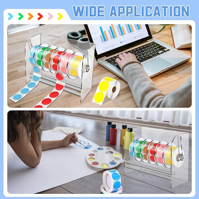 Label Dispenser, Sticker Roll Holder, Adjustable Sticker Dispenser, 6 Disks - Image 5