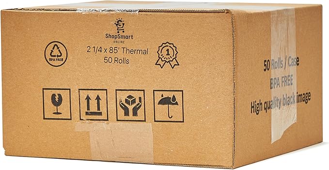 (50 Rolls) 2 1/4 x 85 Thermal Paper Receipt Rolls 2.25 x 85 ft, POS/Cash Register, Fits All Credit Card Terminals, Verifone VX510 VX570 FD50 T4220, BPA Free from ShopSmartOnline-DeskLoop Office