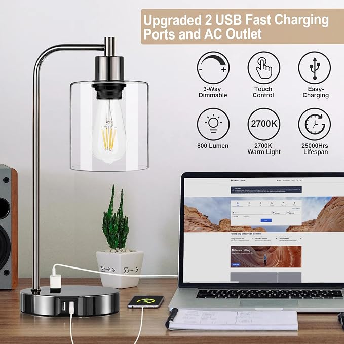 Industrial Touch Control Table Lamps Set of 2 - Image 4