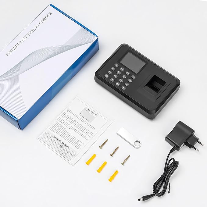 Fingerprint Time Clocks for Employees - Time Clock for Small Business Automatic Calculate Working Hours and Deduct Lunch Time, Punch and Power-off Protection with 8G USB Drive (0 Monthly Fee)-DeskLoop Office