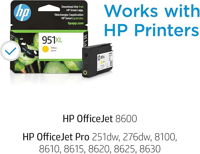 HP 951XL Yellow High-yield Ink Cartridge for HP Printers | Works with Printer Series: OfficeJet 8600, Pro 251dw, 276dw, 8100, 8610, 8620, 8630 | Eligible for Instant Ink | CN048AN-DeskLoop Office