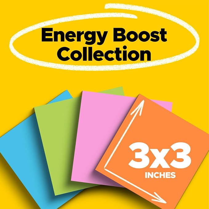 Post-it Super Sticky Notes, 3 x 3 in | Energy Boost Collection | - Image 2