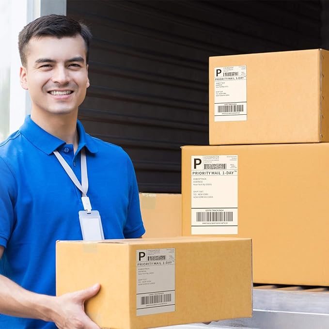 KKBESTPACK Half Sheet Shipping Labels for Laser and Inkjet Printers – 2 Per Page Self Adhesive Mailing Labels – White 8.5 x 5.5 (50 Labels)-DeskLoop Office