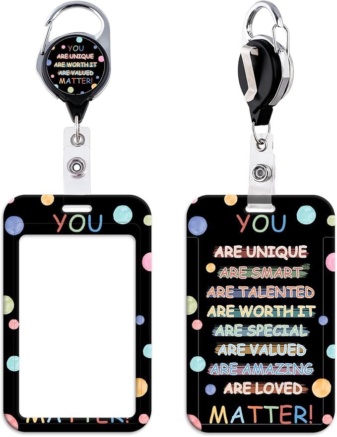 Cool Black ID Badge Holder Cute Aesthetic Preppy School Work Heavy Duty by beemorita