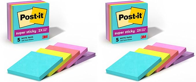 Post-it® Super Sticky Notes, 3 in. x 3 in., Supernova Neons Collection by Unknown