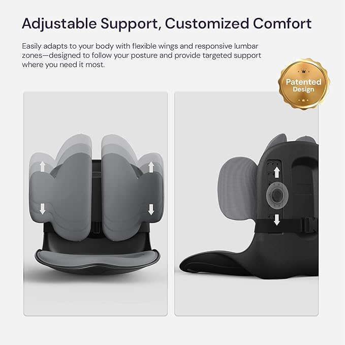 3D Lumbar Support Seat Cushion – Patented Spine Alignment Ergonomic Posture Corrector, Breathable Mesh & EVA Foam, Portable for Home, Office, Meditation, Gaming, Outdoor 16.5" W × 15.7" D-DeskLoop Office