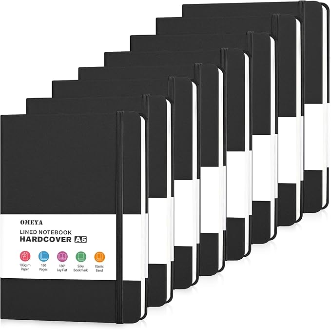 OMEYA 8 Pack Lined Journal Notebooks by OMEYA