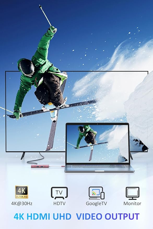 UtechSmart USB C Hub, Ethernet Multiport Adapter 6 in 1 USB C to HDMI Dock Compatible for MacBook Pro/Air, Chromebook, Dell XPS, HP and Type C Devices (Gigabit Ethernet 100W PD 4K HDMI USB 3.0) Pink-DeskLoop Office