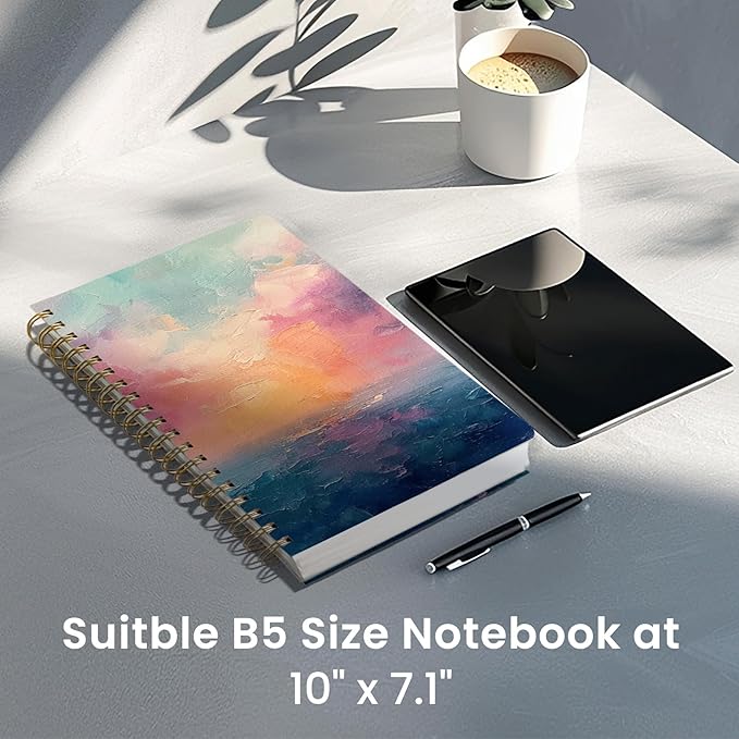 Lined Spiral Notebook Journal for Work, 300 Pages Thick B5 (7.1"x10") College Ruled Journal for Women & Writing, Hardcover Notebook for Note Taking, Perfect for Office Home School Supplies, Sunset-DeskLoop Office